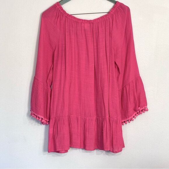 Spense | Women’s Elastic Scoop Neck Pink Top Blouse Tunic Boho Cottagecore Shirt - Picture 2 of 15